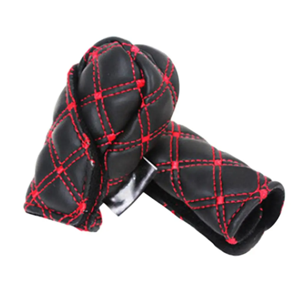 

Car Faux Leather Gear Shift Knob Cover Hand Brake Cover Sleeve 2 in 1 Set Car-mounted Hand Brake Block Gear Shift Collars Cover
