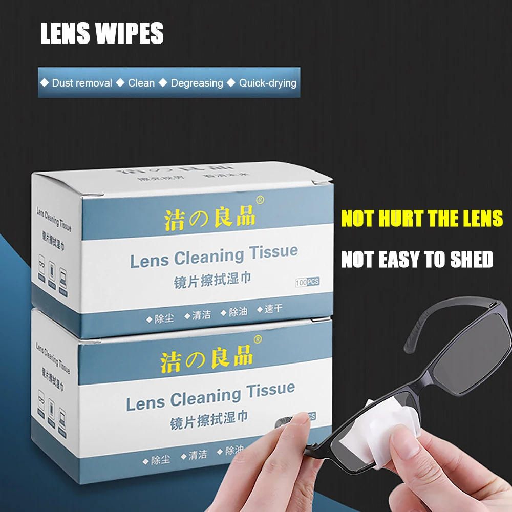 100 шт. очки чистящая ткань одноразовые Бумага влажные салфетки Портативный