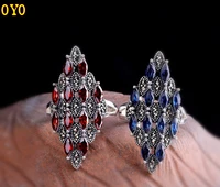 100%925 sterling silver new opening women s natural pomegranate red ring
