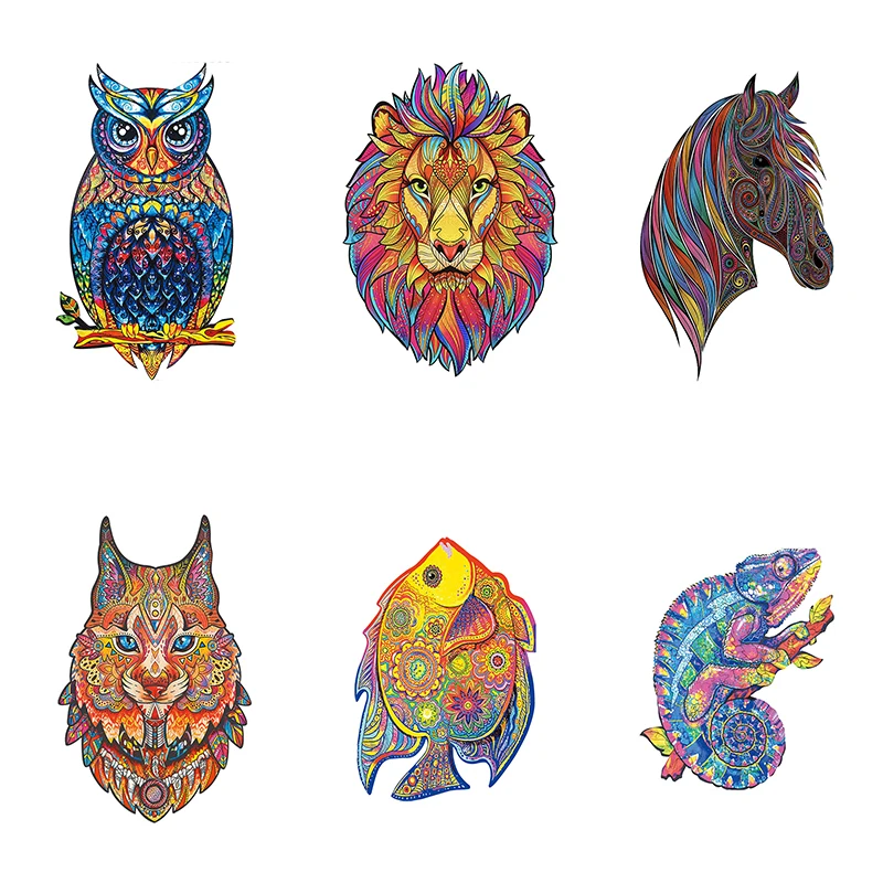 

DIY Animal Educational Wooden Jigsaw Puzzle Toy For Adults Kids Room Decoration Stickers