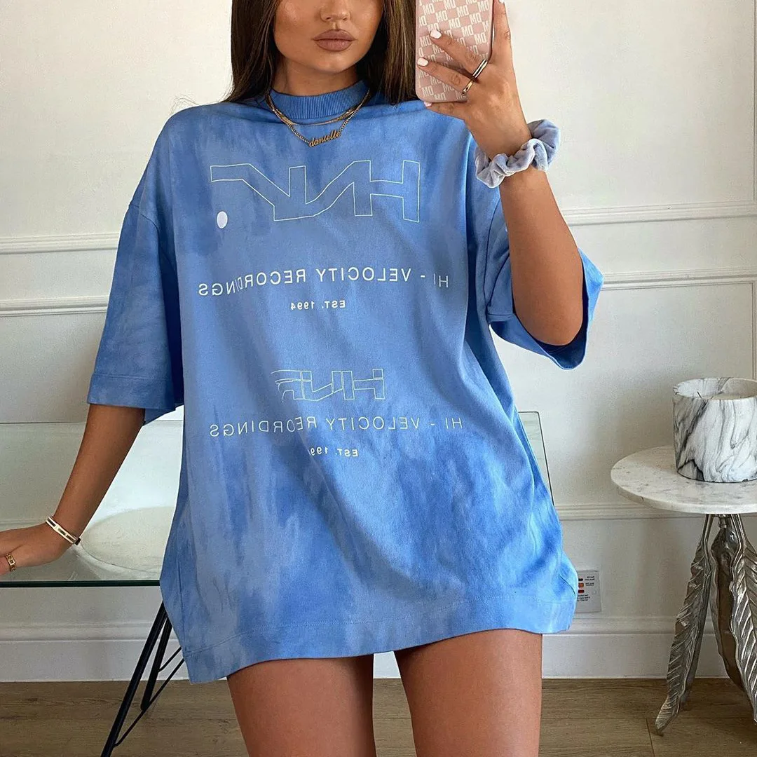 

Woman's Tie Dye Gradient Loose Fashion Harajuku T-Shirts Print Hip Hop Short Sleeve Tops StreetwearCasual T Shirts