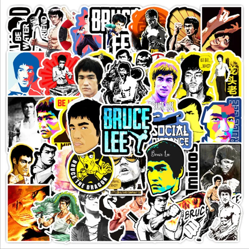 

50Pcs/Set Kung Fu movie star Bruce Lee Graffiti Waterproof Skateboard Travel Suitcase Phone Laptop Luggage Stickers Cute Kids