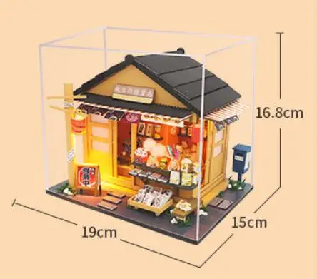 Японский магазин DIY кукольный домик деревянные кукольные домики миниатюрный кукольный домик мебель набор игрушки для детей - Цвет: M014 With Dust cover