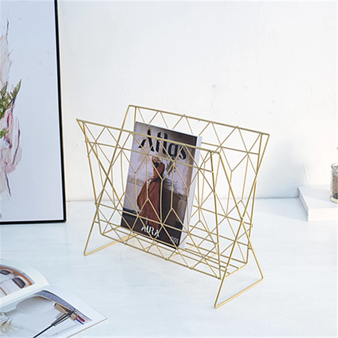 Хипстин минималистичный Железный Настольный органайзер для журналов креативная