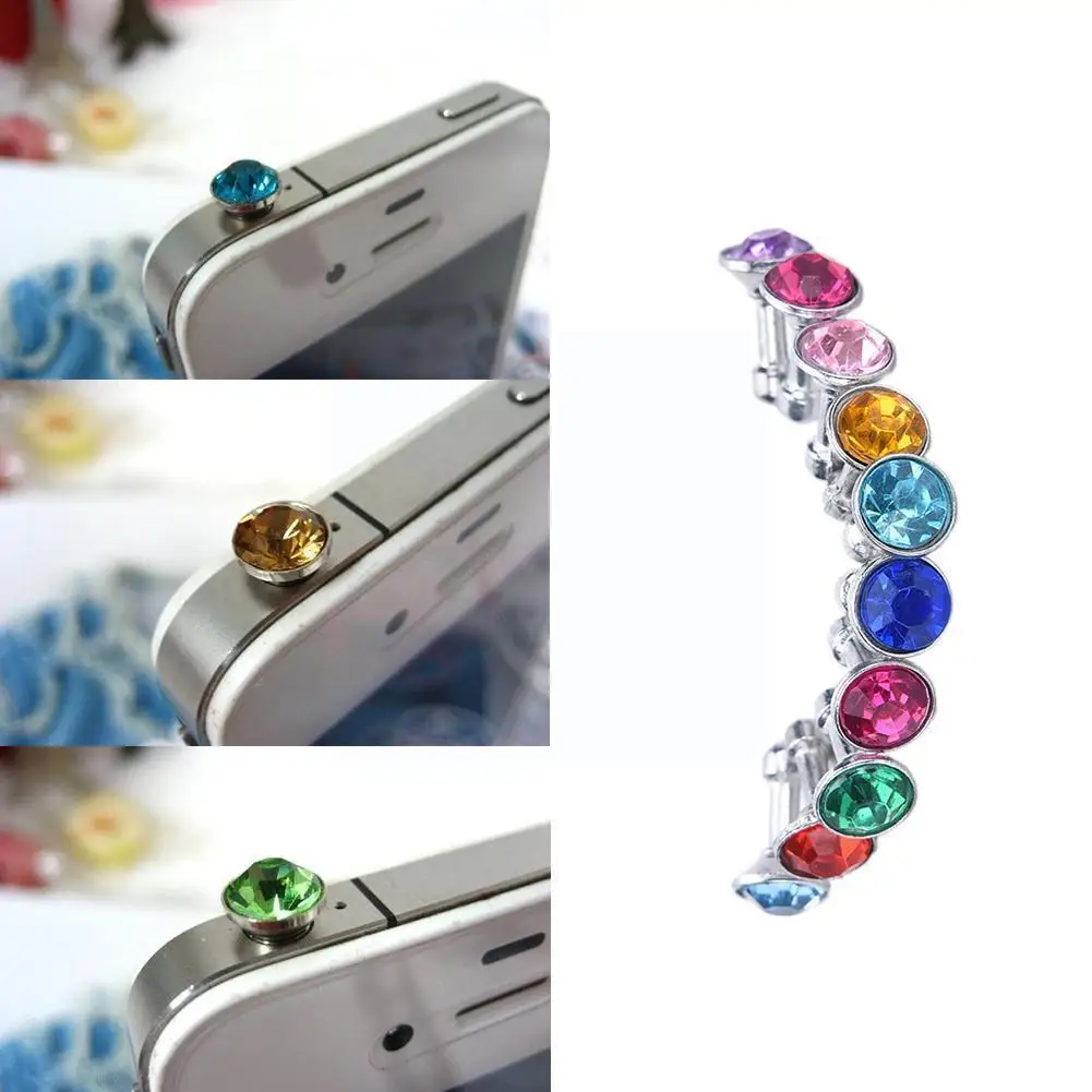

5PCS Universal 3.5mm Mobile Phone Earphone Dust Plug Stopper Jack Rhinestone Bling Headphone Design Diamond Z5B9