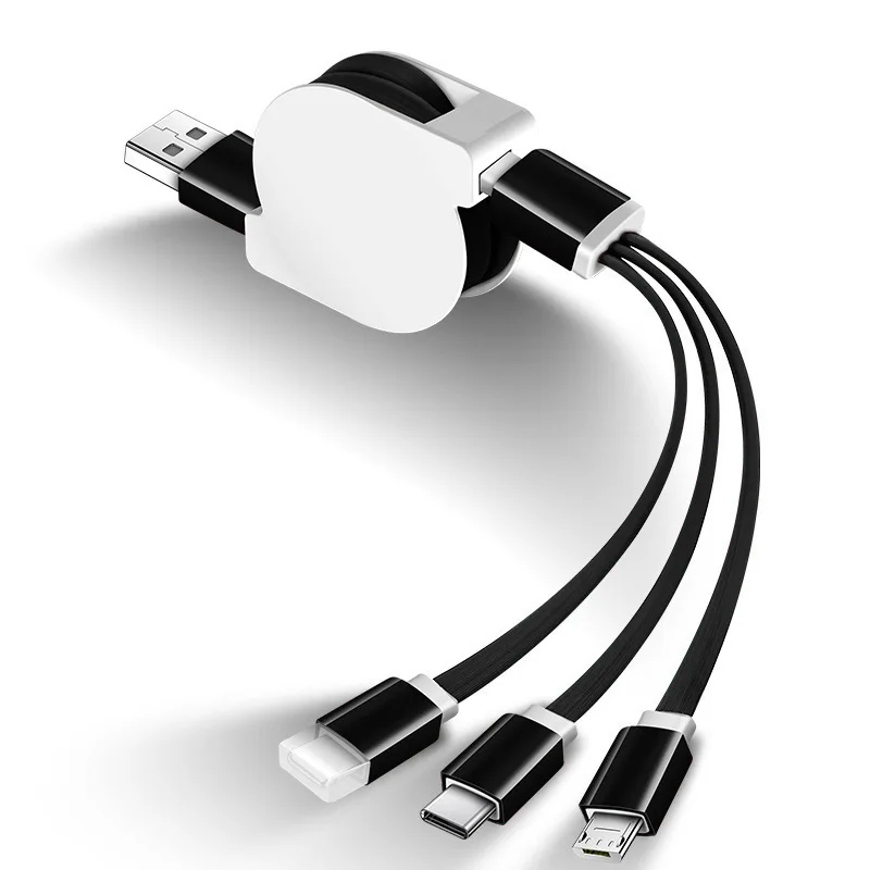

Z68 Flexible 3in1 USB Charge Cable for IPhone11 12 MicroUSB Type C Lightning Fast Charging Cable All In One Retractable Portable