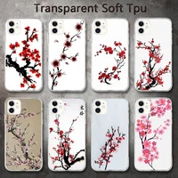 ink plum flower painting phone cases for iphone 8 7 6 6s plus x 5s se 2020 xr 11 pro xs max 12 12mini
