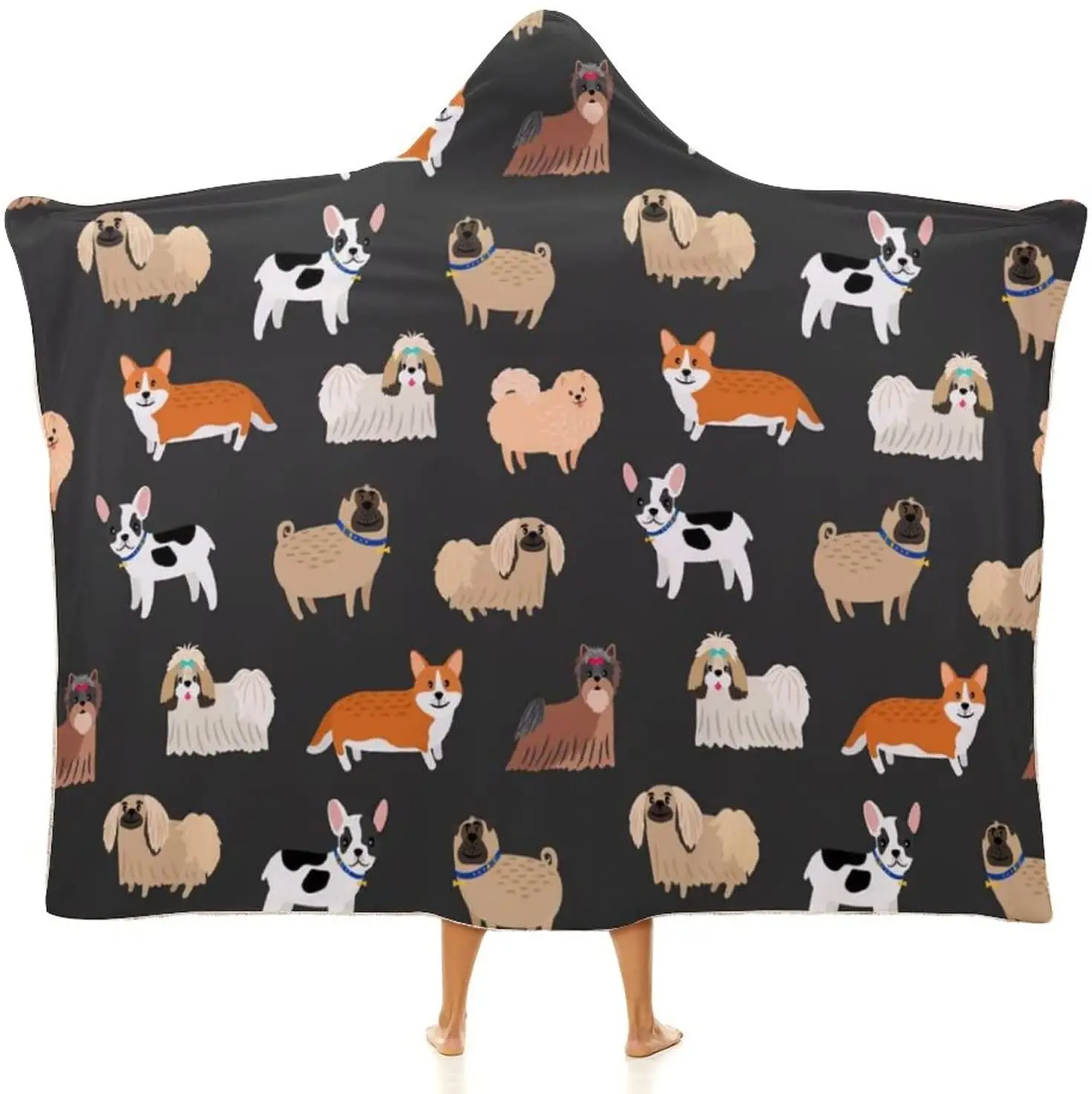 

Милое декоративное мягкое теплое одеяло с капюшоном для собак, удобное переносное одеяло