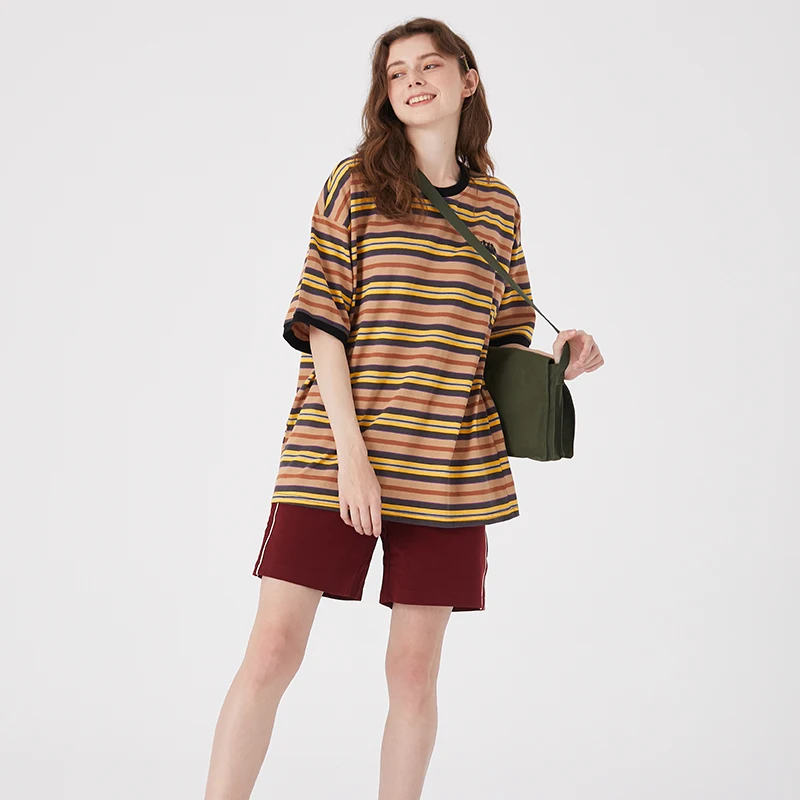 

Harajuku Stripe Tshirt for Men Summer Loose Casual Streetwear Mens T-shirt Short Sleeve Color Block Tshirts Tops Cotton 2020