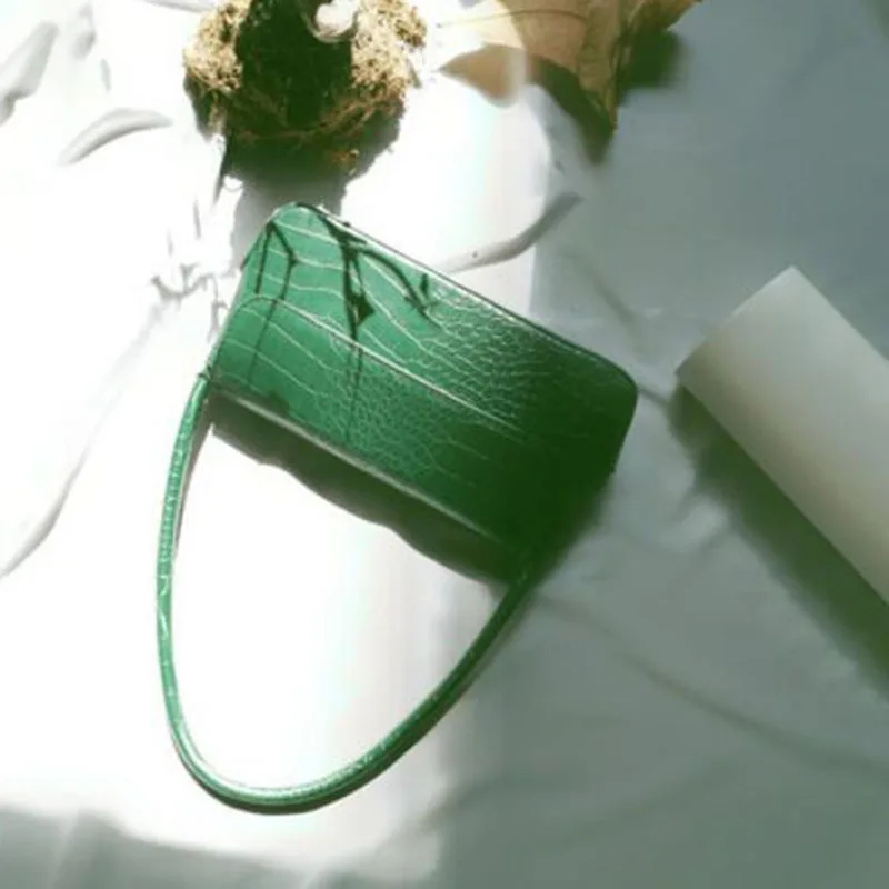 green Сумка-багет из крокодиловой кожи для женщин, модные Сумки из искусственной кожи, винтажные роскошные дизайнерские сумки-тоут, брендовые маленькие клатчи на плечо - Цвет: green