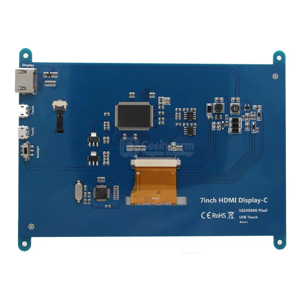 Raspberry Pi 4 Model B 7 дюймов сенсорный экран 1024*600 HDMI TFT ёмкостный ЖК дисплей/монитор для pi