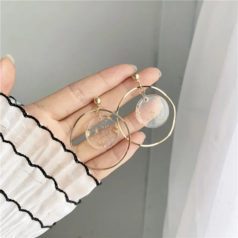 

Fashion Transparent Resin Drop Earrings for Women Simple Round Pendant Dangle Earrings Elegant Female Ear Jewelry Gifts