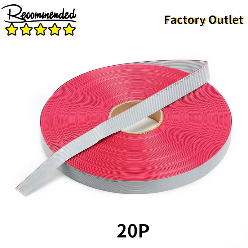 

5m/lot 1.27mm Spacing Pitch 20 pin 20P Grey Gray Flat Ribbon Data Cable Wire Connector AWG28 300V Insulation: 9mils 20 Way