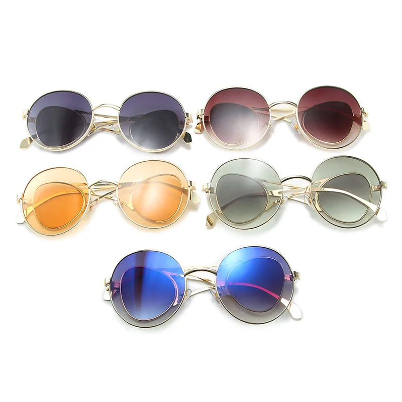 

2020 New Luxury Brand Design Fashion Round Sunglasses Women Vintage Personality Gradient Metal Sun Glasses For Female UV400