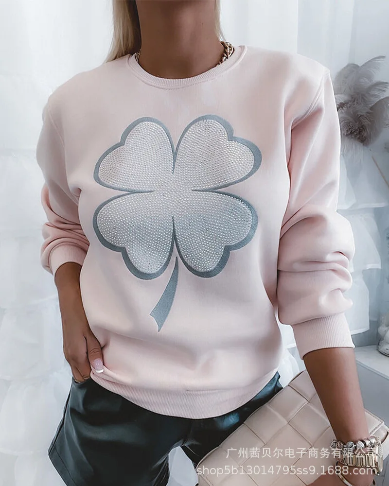 

Свитшот женский с длинным рукавом и круглым вырезом