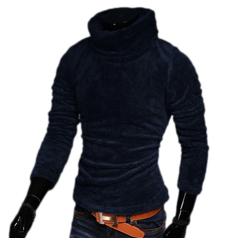 Осенне-зимний мужской бархатный флисовый свитер пуловер Мужская водолазка