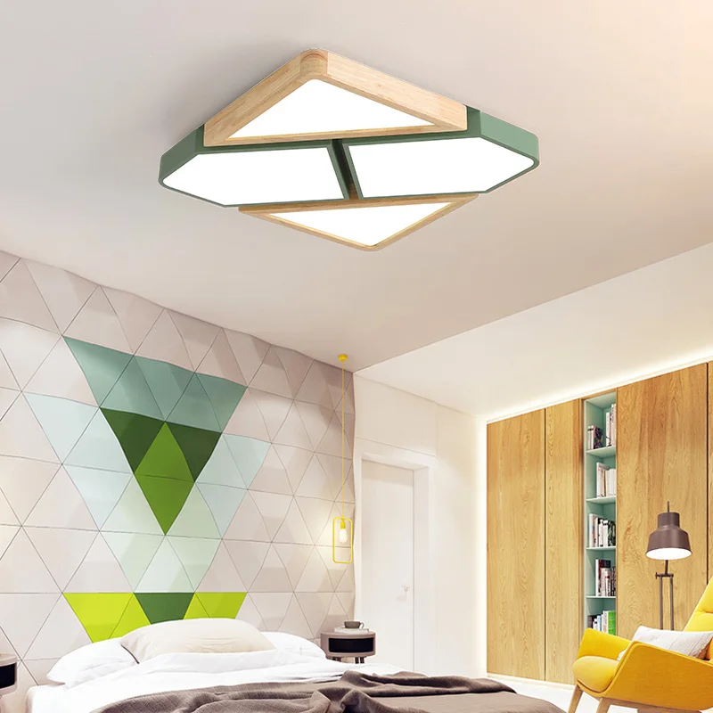Luces Led modernas de techo, iluminación interior de madera auténtica para comedor, dormitorio, sala de estar, lámparas de entrada de 90-260V