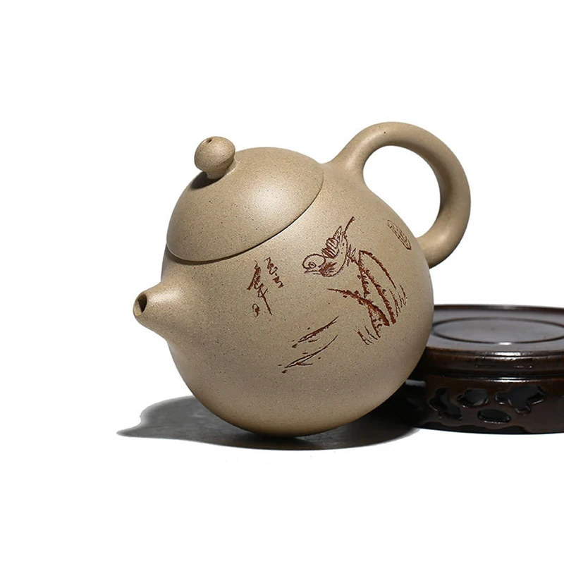 

230ml Chinese Yixing purple sand teapot raw ore handmade authentic carved kettle drinkware Tea ceremony accessories