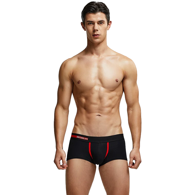 Мужское нижнее белье SEOBEAN модные хлопковые боксеры с низкой посадкой и белыми