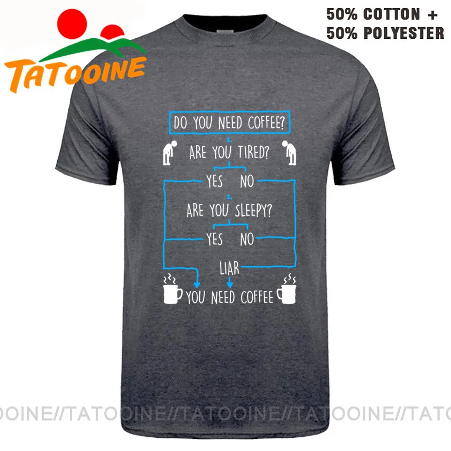 Футболка Tatooine Do you need coffee Мужская забавная с коротким рукавом круглым вырезом
