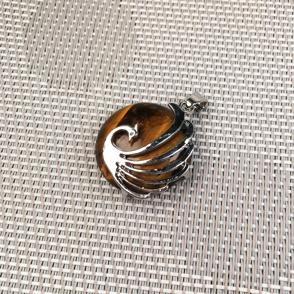 2020 New Ladies DIY Pendant Jewelry Multi-style Peacock-shaped Zinc Alloy + Clasp-shaped Semi-precious Stone Size 25x30m | Украшения и
