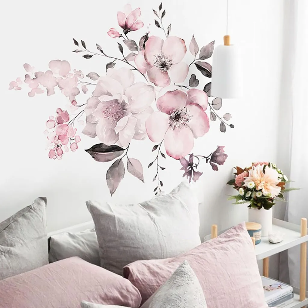 Pink Peony Vintage Wall Decal Vinyl Peel And Stick Removable Peonies Sticker Nursery Decor Girl Flower Art Home | Дом и сад