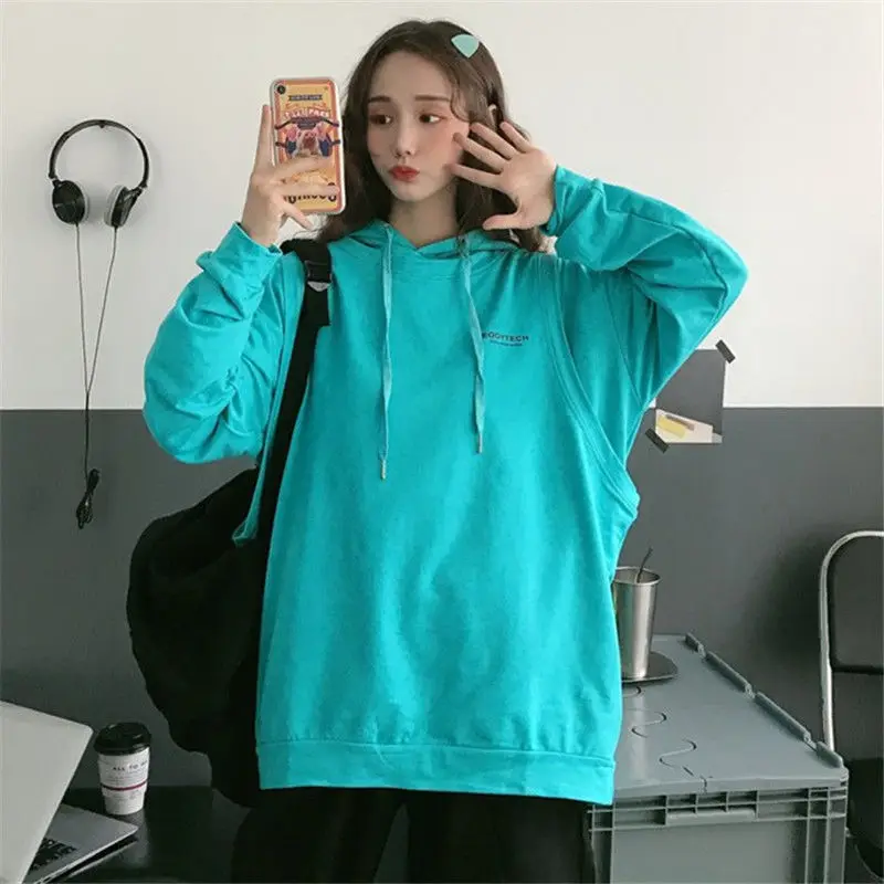 Комплекты женские с капюшоном повседневные Простые весенние мешковатые уличные