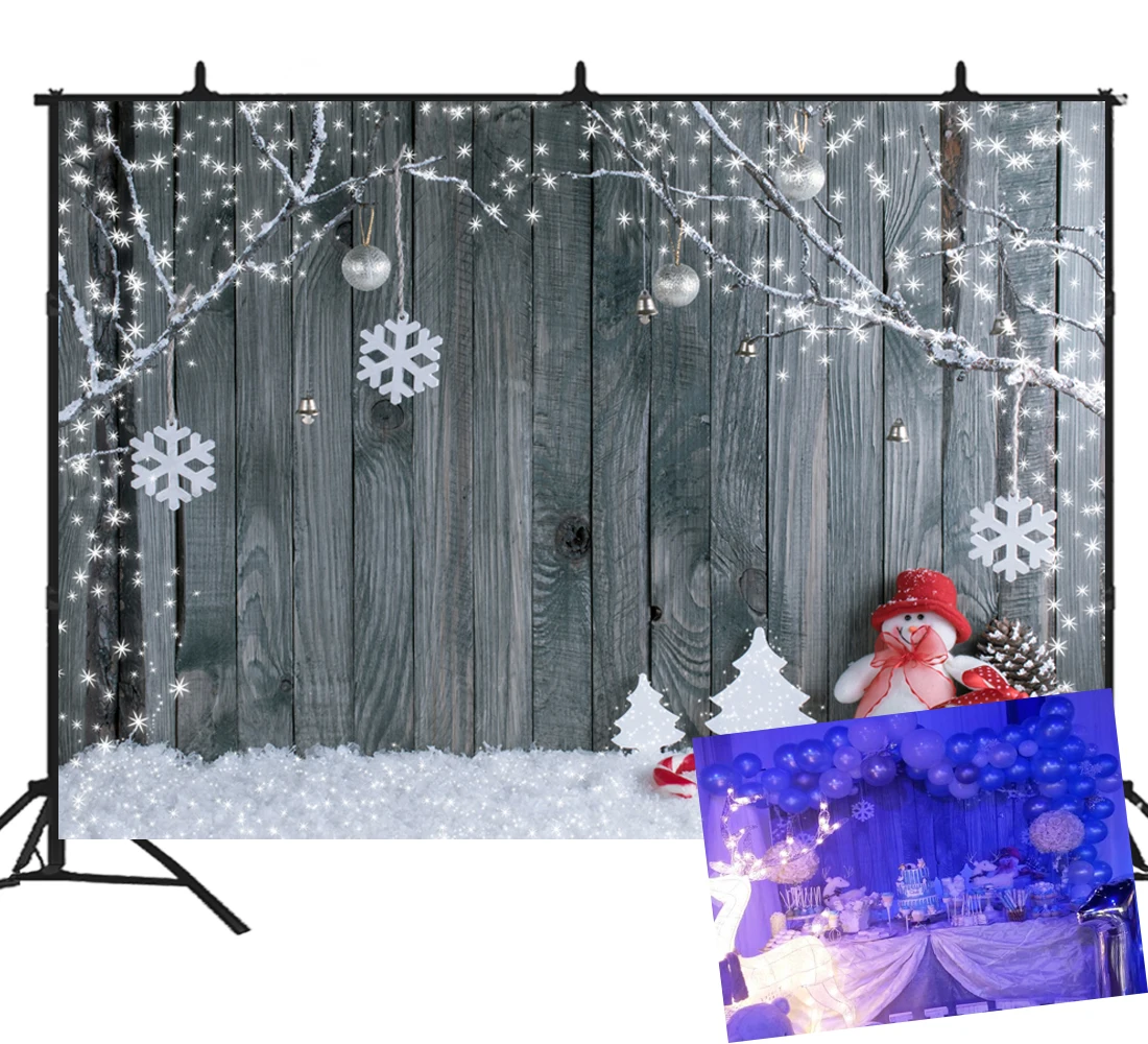 BEIPOTO Christmas Backdrop Snow Floor Photo Backgrounds Wooden Wall Photography Backdrops for Child Photo booth studio B-269 enlarge