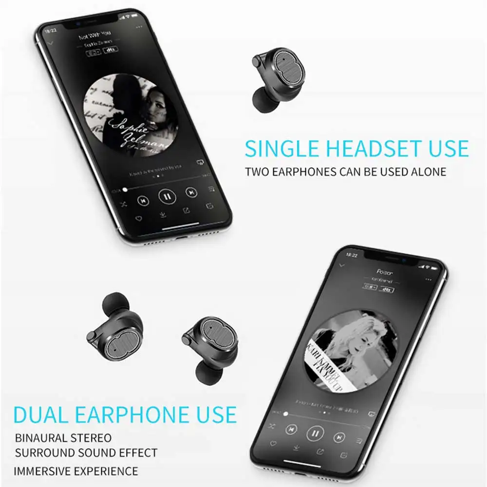 Bluetooth беспроводные наушники настоящие стерео звуковые гарнитуры с защитой от