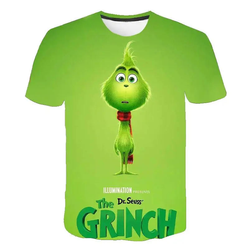 

Summer new 3D printing T-shirt Green Grinch Tshirt top fashion cute animal pattern men and women fashion casual clothing Graphic