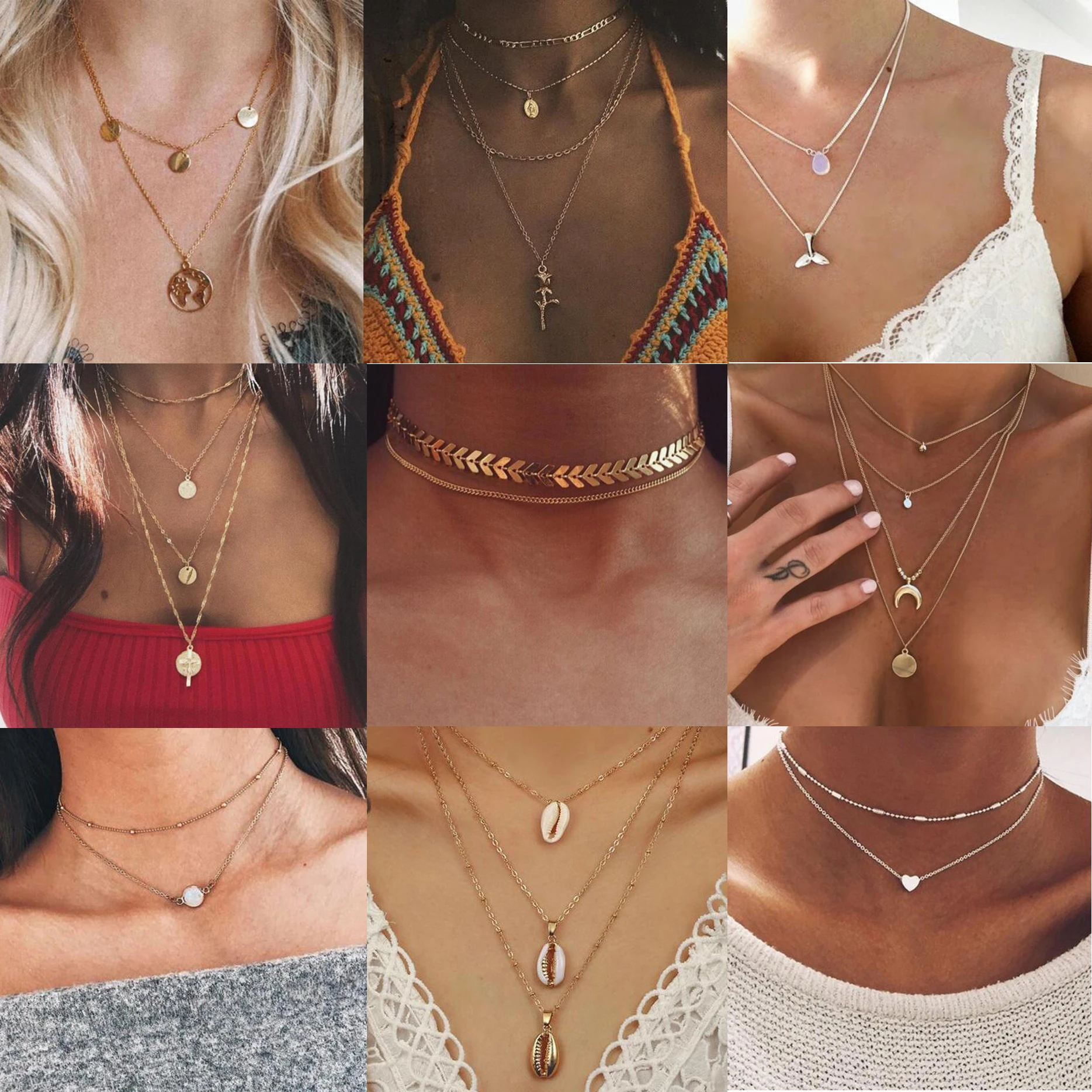 Ожерелье для женщин сексуальный многослойный гламур модный набор с цветами и