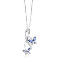 blue zircon butterfly necklace inlaid rhinestone butterflies pendant necklace for women ladies neckchain jewelry accessories