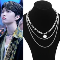 2021 new fashion women men jewelry punk rabbit necklace stainless steel multilayer hip hop long chain star same style necklace