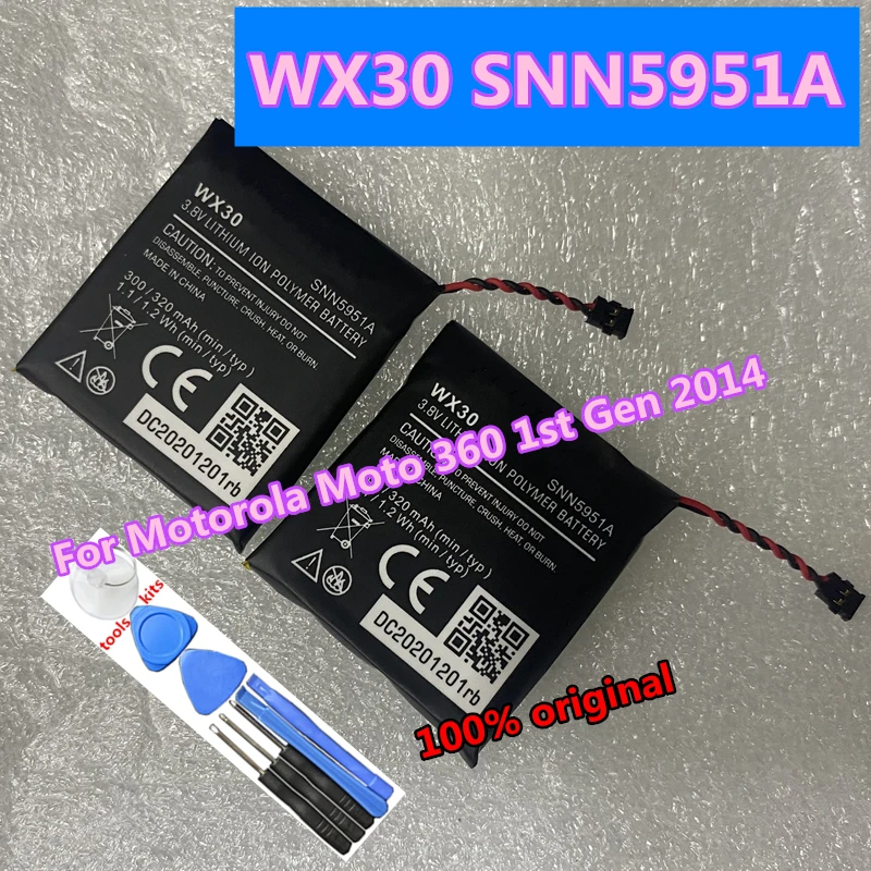 

New Original 360 1st Gen WX30 320mAh Battery SNN5951A For Motorola Moto 360 1st Gen 2014 Smart Watch Batteries