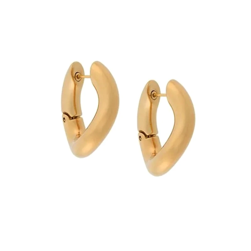 

European and American catwalk gold-plated multi-color twisted wave circle earrings women's tide retro exaggerated cold style