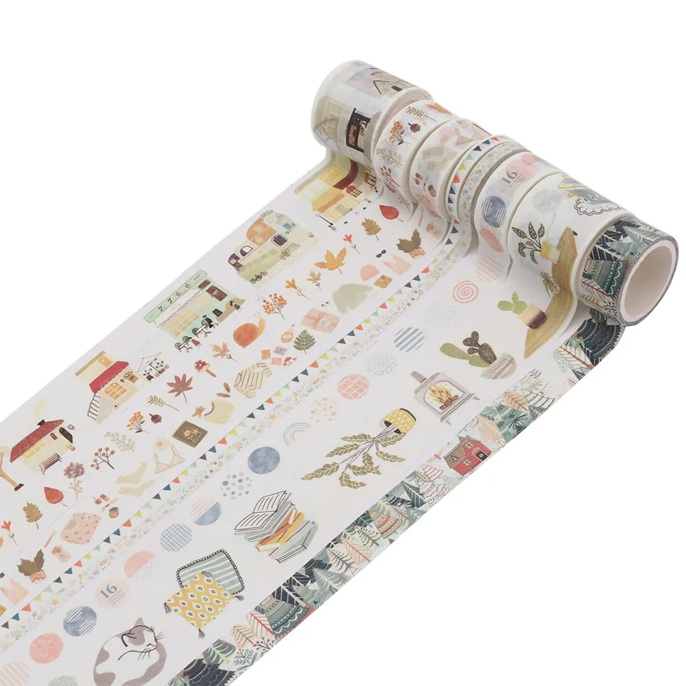 

8 Rolls Plant Green Leaf Cactus Tape Set Cute Flower Animal DIY Hand Account Diary Scrapbook Sticker Material Decoration