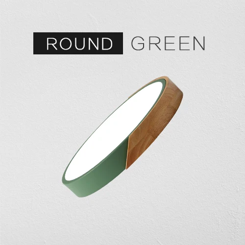 Green Round Современный светодиодный потолочный светильник, ультра тонкий поверхностный монтируемый светильник, приспособление для спальни, холла, деревянная кухонная лампа для домашнего декора, пульт дистанционного управления - Цвет корпуса: Green Round