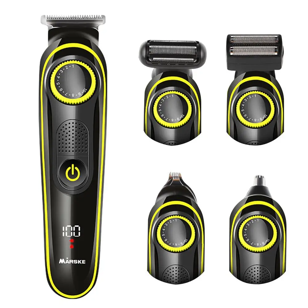 Aparador de Tosquiadeira Aparador de Barba Clippers para Homens Ferramentas de Corte de Cabelo Profissional Conjunto Cabelo Elétrico Recarregável Barbeador 5 In1