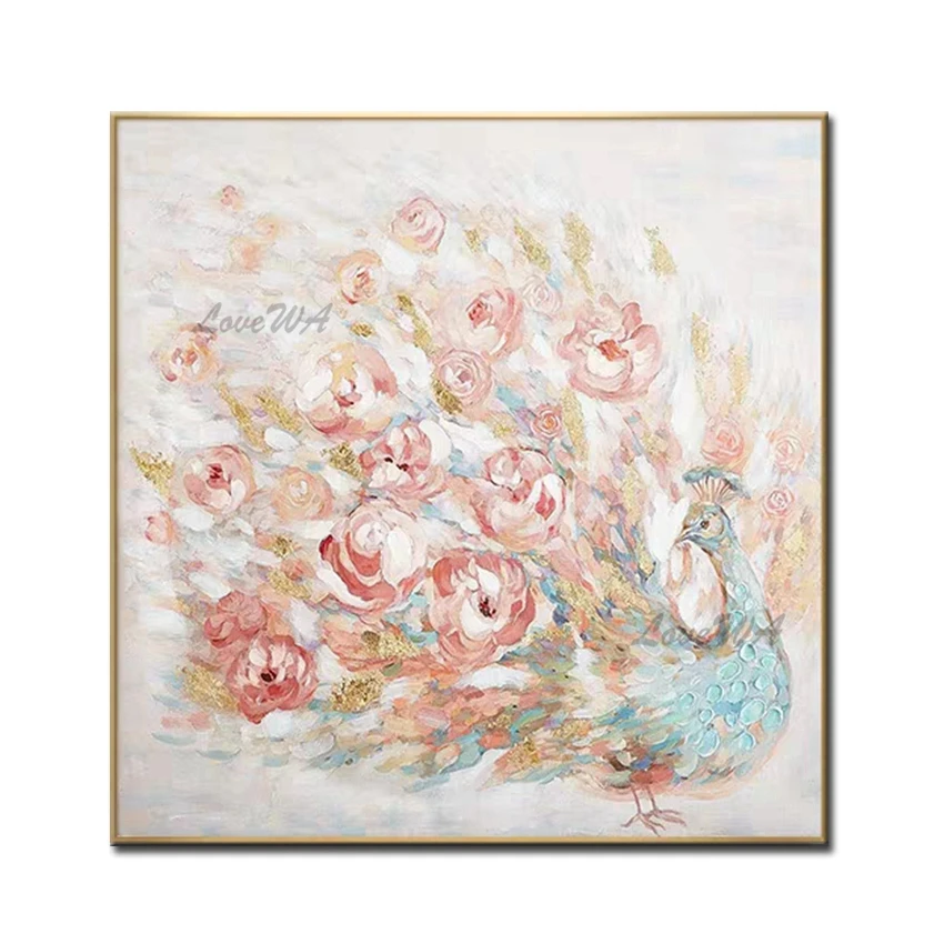 

Beautiful Peacock Oil Painting Unframed Flowers Handmade Oil Paintings Art Canvas Wall Art Decorative Wall Picture Free Shipping