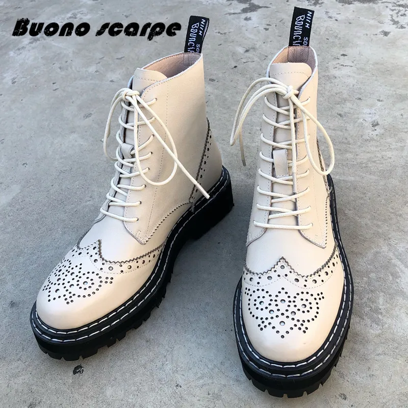 Женские мотоциклетные ботинки Buonoscarpe ботильоны из натуральной кожи на не