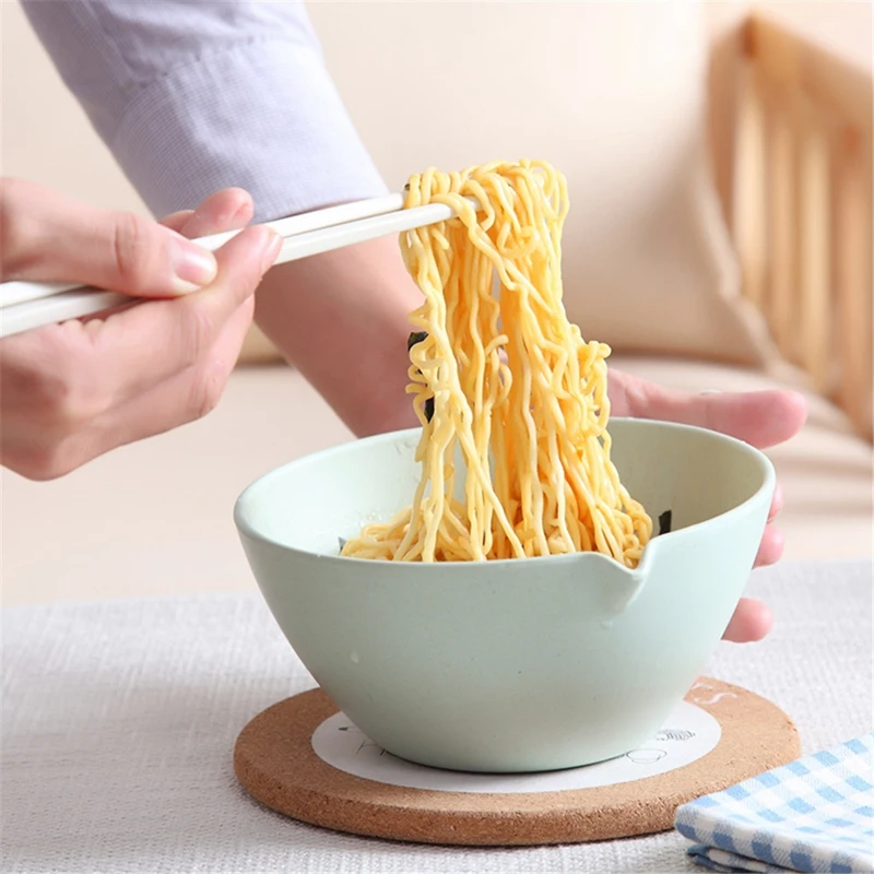 Экологичная пшеничная соломенная мгновенная миска для лапши с крышкой и ручкой