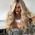 Парик BYMC темно-коричневого цвета с волнистыми волнами, 613 человеческие волосы, полный кружевной парик, Европейский, Реми, бесклеевой, с детскими волосами, свободная часть