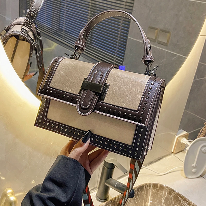 Модные Контрастные кожаные роскошные сумки женские дизайнерские