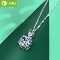 umq 925 sterling silver asscher cut created moissanite gemstone wedding engagement pendent necklace fine jewelry wholesale