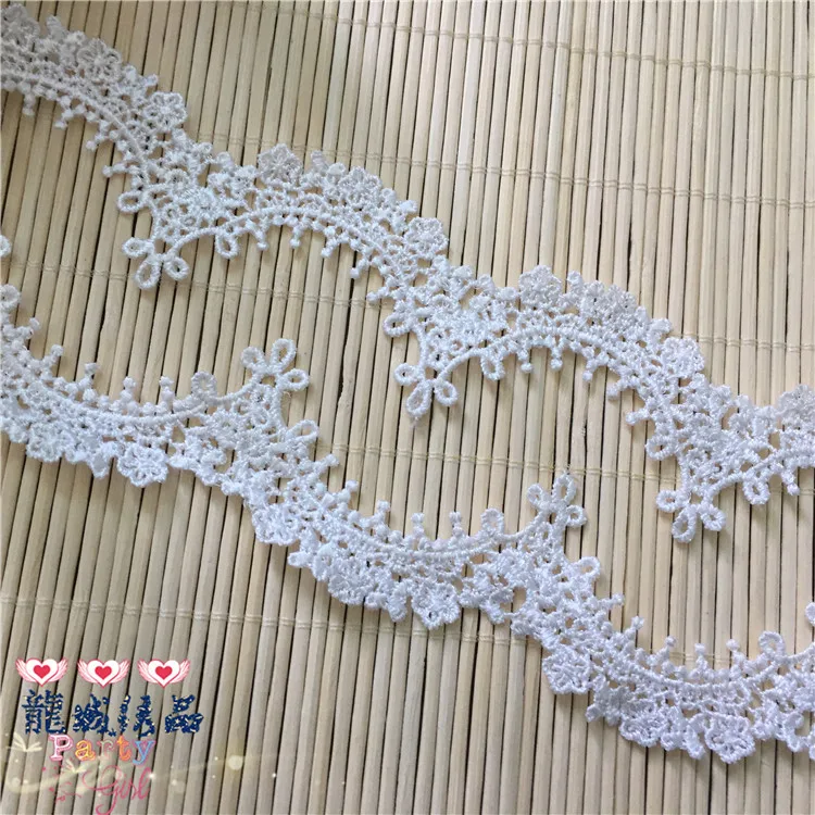 6 ярдов/4 см белый хлопок кружевной отделкой свадебный цветок патч кружева ручной