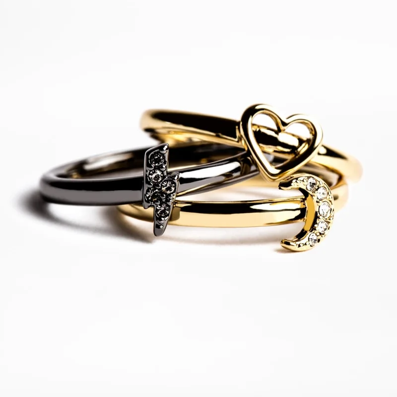 Модное женское кольцо с золотым покрытием цвет пистолет любовь молния луна