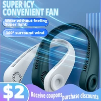 mini neck fan portable rechargeable usb mute sports fans hanging neck fans air conditioner cooler wearable 360%c2%b0 neckband fans