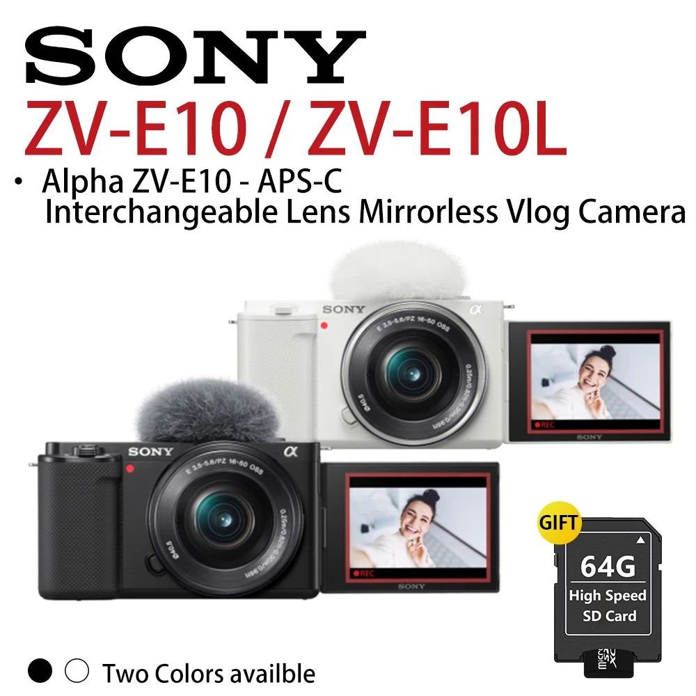 Sony ZV-E10 / ZV-E10L Alpha - APS-C беззеркальная камера сменного объектива для видеоблоггинга + ручка GP-VPT2BT Zoom 16-50 мм.