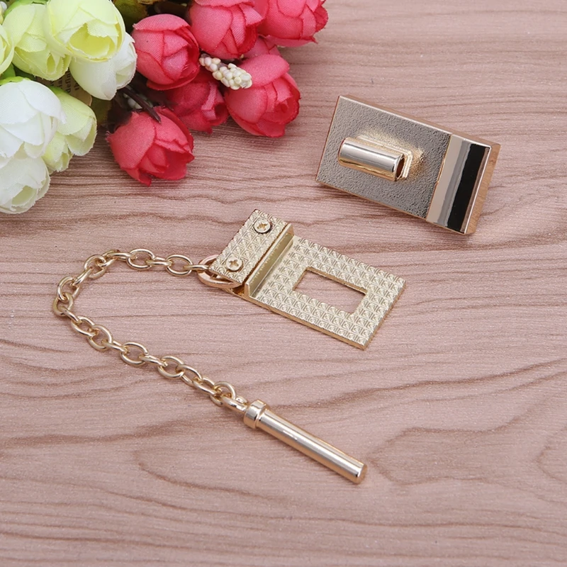 

Rectangle Handbag Twist Lock DIY Craft Case Clasp Metal Buckle Switch Button