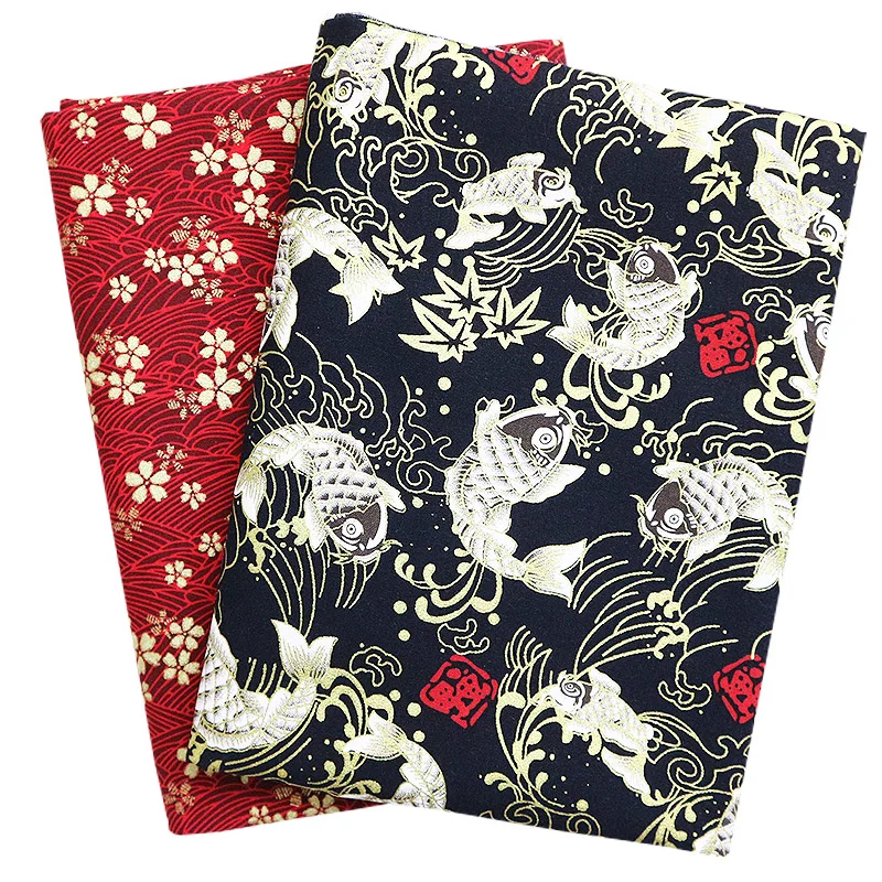 

50x150 см Бронзированная хлопчатобумажная ткань с японским принтом для кимоно домашние Швейные материалы ручной работы